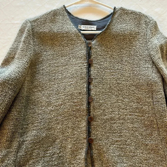 Giorgio Armani Vintage Women’s 1970s 1980s Wool Gray Cardigan Sweater EUC‎ - Picture 2 of 8